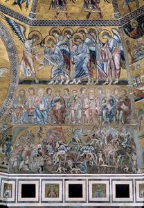 The Last Judgment Down Satan äter jävlarnas själar - Detalj av mosaikerna, ca1270