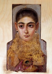 Koptisk konst: ung kvinna som heter Fayoum (Fayum) (cirka 160 e.Kr.) Målning av vax på trä. Paris, Louvren
