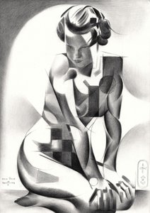 Kontemplativ art déco-figur