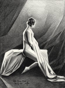 Draperad art déco-figur av Corné Akkers