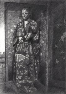 Elegant japansk kvinna i kimono av Corné Akkers