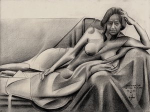 En eftertänksam, liggande figur av Corné Akkers