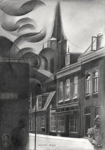 En stiliserad stadsgata av Corné Akkers
