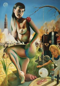 En surrealistisk nakenfantasiscen av Corné Akkers