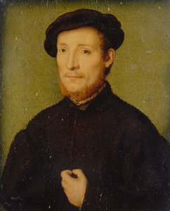 Porträtt av en man med handen på bröstet, 1540-45. av Corneille de Lyon