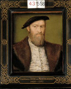 Porträtt av den anslutna Anne Duc av Montmorency (1493 - 1567). Flamländsk målning av Corneille De Lyon (Corneille de Haag) (1500/1510-1574)