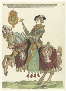 Porträtt av Ferdinand I av Österrike till häst av Cornelis Anthonisz. (manner of)
