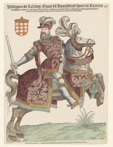 Porträtt av Philip van Lalaing till häst av Cornelis Anthonisz. (manner of)