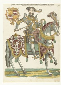 Porträtt av Maximilian van Buren till häst av Cornelis Anthonisz. (manner of)