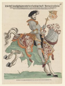 Porträtt av hertig Willem van Cleves, Jülich och Berg, greve av Mark, Lord of Ravenstein till häst