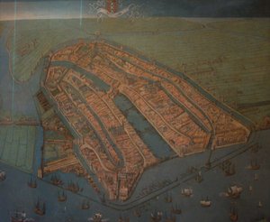 Fågelperspektiv över Amsterdam av Cornelis Anthonisz.