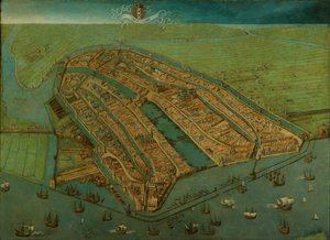 Fågelperspektiv över Amsterdam av Cornelis Anthonisz.