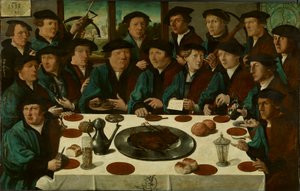 Nederländska:  De Braspenningsmaaltijd Bankett för medlemmar av Amsterdams armborstgarde.

 Alternativ titel(s):  
Nederländska:  De Braspenningsmaaltijd Bankett för grupp D i armborstgardet, "Braspenningsbanketten"