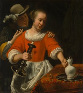 En ung kvinna och en kavaljer, tidigt 1660-tal.
