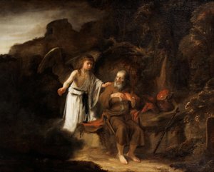 Holländska:  Landschap met Elia en de engel Landskap med Elia och ängeln