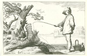 Den unge fiskaren Fyra pastorala scener (serietitel) av Cornelis Bloemaert (II) (possibly)