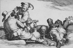 Peasants Drinking, från serien Sixteen Peasant Subjects, 1600-talet.