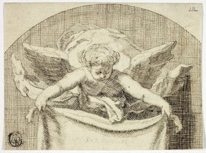 Putto Holding Sudarium av Cornelis Bloemaert