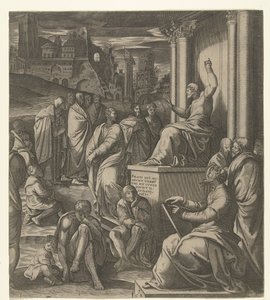 Kristus predikar för folket av Cornelis Bos (possibly)