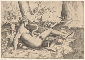 Leda och svanen av Cornelis Bos (possibly)