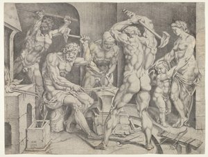 The Forge of Vulcan, 1546. av Cornelis Bos