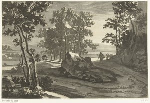 Skogbevuxen landskap med förare av Cornelis Brouwer