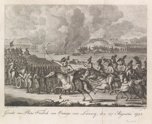 Prins William George Frederik vid slaget vid Lannoy, 1793 Slaget vid Prins Fredrik av Orange, före Lannoy, 27 augusti 1793 (titel på objekt) av Cornelis Brouwer