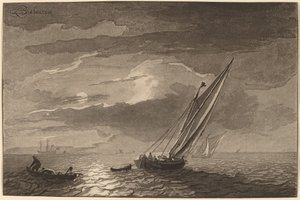 Seascape with Full Moon, 1779, publicerad 1781. av Cornelis Brouwer