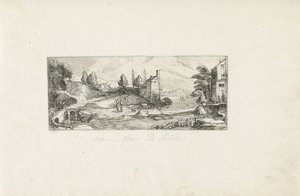 Flodlandskap med två kvinnor på en bro Landskap (serietitel) av Cornelis Claesz van Wieringen (possibly)