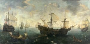 Den spanska armadan utanför den engelska kusten 1588, c.1620-25