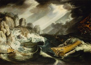"Amsterdams" förlisning, ca 1630 (olja på duk)