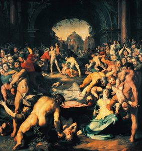 Massaker av oskyldiga, central panel av triptyk, av Cornelis Cornelisz van Haarlem (1562-1638)