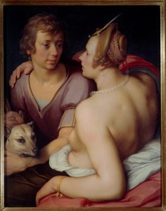 Venus och Adonis Målning av Cornelis Van Haarlem (1562-1638) 1600-talets sön. 0,95x0,74 m Caen, Museum of Fine Arts