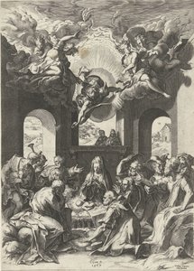 Tillbedjan av herdarna av Cornelis Cort