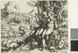Adam och Eva och utdrivningen från paradiset av Cornelis Cort