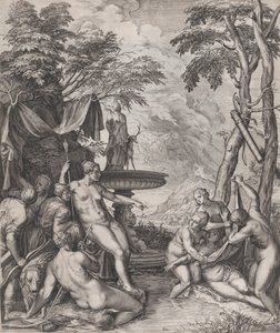 Diana upptäcker Callistos graviditet, 1566. av Cornelis Cort