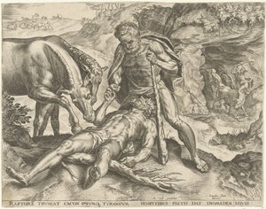 Hercules matar Diomedes till sina hästar Labours of Hercules (serietitel) av Cornelis Cort
