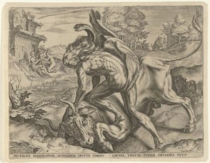 Hercules brottas med Achelous Labours of Hercules (serietitel) av Cornelis Cort