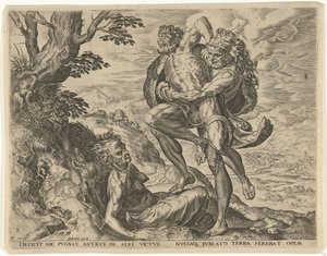 Hercules brottas med Antaeus Labours of Hercules (serietitel) av Cornelis Cort