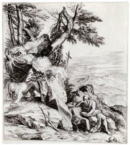 Landskap med St Hieronymus, 1500-talet, 1937 av Cornelis Cort