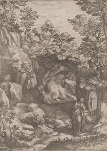 Maria Magdalena Ångerfull i vildmarken, 1573. av Cornelis Cort