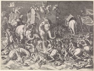 Slaget vid Zama mellan Scipio och Hannibal, på natten