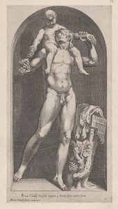 Mirror of Roman Magnificence: Bacchus on the Shoulders of a Satyr, 1500-talet., 1500-talet. av Cornelis Cort