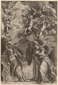 Bebådelsen av Cornelis Cort after Titian