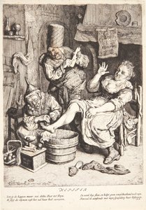 Kvinna som behandlas med koppning av Cornelis Dusart