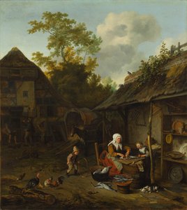 Fjällning av fisk av Cornelis Dusart