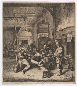 Violinspelaren sitter i värdshuset, 1685. av Cornelis Dusart