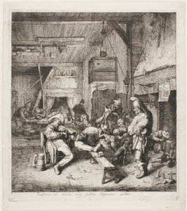 Fiolspelare som sitter i värdshuset av Cornelis Dusart
