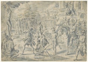 Skjuta på pappas lik av Cornelis Floris (II) (circle of)