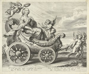 Clara Isabella de Ligne-Arenberg (?) i en triumfvagn av Cornelis Galle (I)